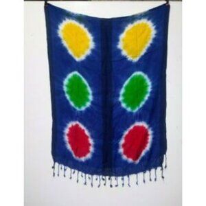 NWOT scarf Sarong Beach Cover tie dye spheres blue red green